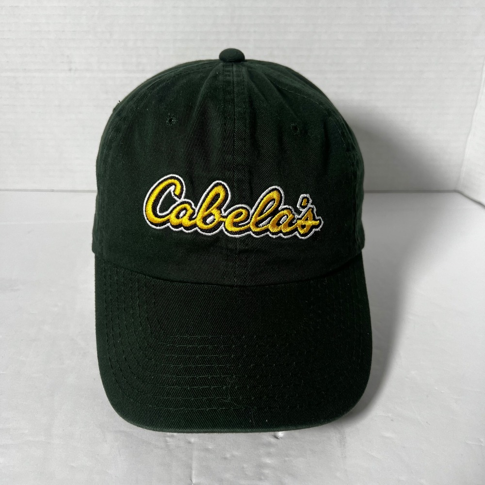 Cabelas Mens Forest Green Embroidered Logo Adjustable Baseball Hat Cap